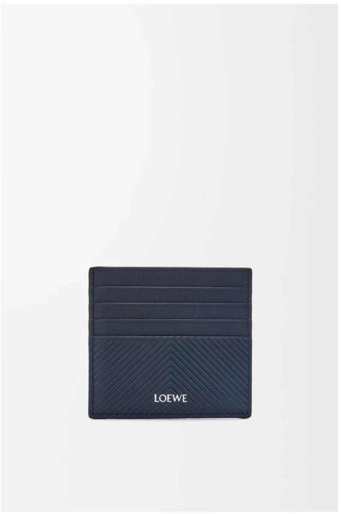 Offener Kartenhalter aus strukturiertem klassischem Kalbsleder Deep Navy