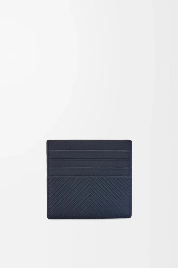 Offener Kartenhalter aus strukturiertem klassischem Kalbsleder Deep Navy