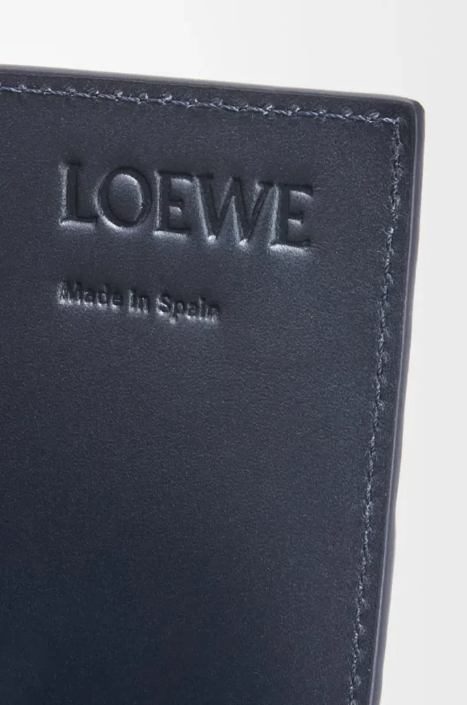Offener Kartenhalter aus strukturiertem klassischem Kalbsleder Deep Navy