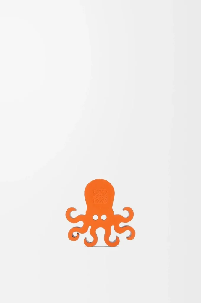 Oktopus-Würfel aus Kalbsleder Hellorange