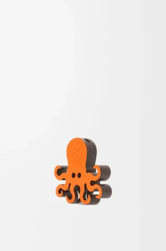 Oktopus-Würfel aus Kalbsleder Hellorange