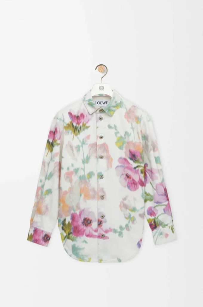 Overshirt aus Denim Weiß/Rosa