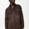 Overshirt aus dunkelbraunem Kalbswildleder