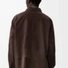 Overshirt aus dunkelbraunem Kalbswildleder