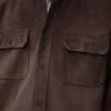 Overshirt aus dunkelbraunem Kalbswildleder