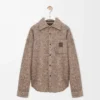 Overshirt aus einer Woll-Lama-Mischung Beige/Blau meliert