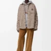 Overshirt aus einer Woll-Lama-Mischung Beige/Blau meliert