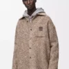 Overshirt aus einer Woll-Lama-Mischung Beige/Blau meliert