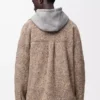 Overshirt aus einer Woll-Lama-Mischung Beige/Blau meliert
