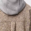 Overshirt aus einer Woll-Lama-Mischung Beige/Blau meliert