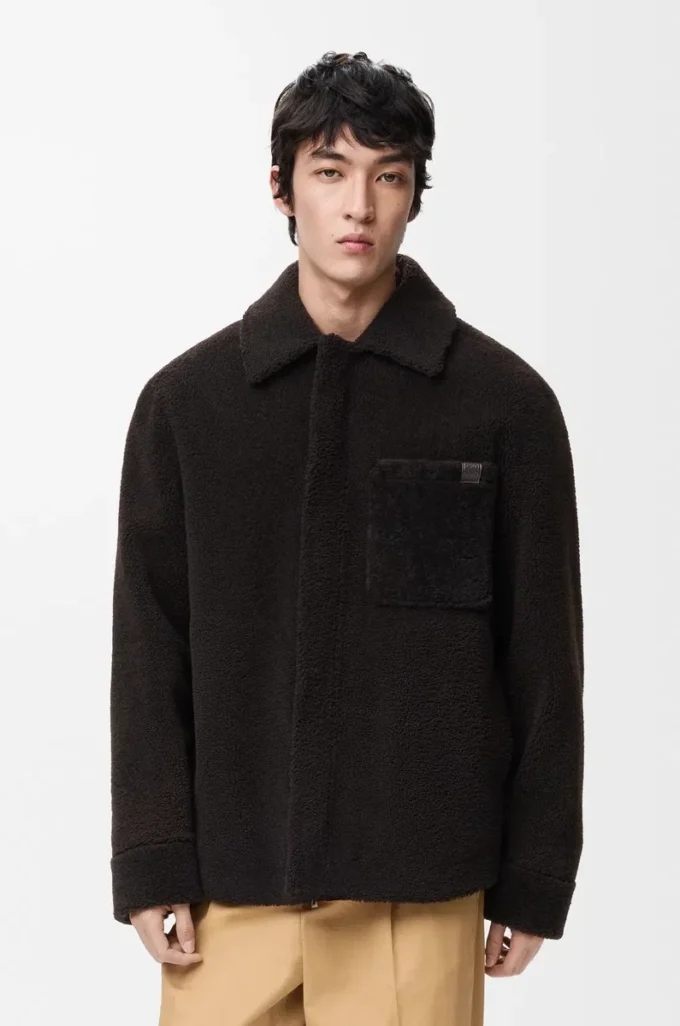 Overshirt aus Lammfell Dunkelbraun/Dunkelbraun