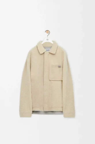 Overshirt aus Lammfell in Hellgrau