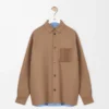 Overshirt aus Schurwolle und Kaschmir Camel/Blau