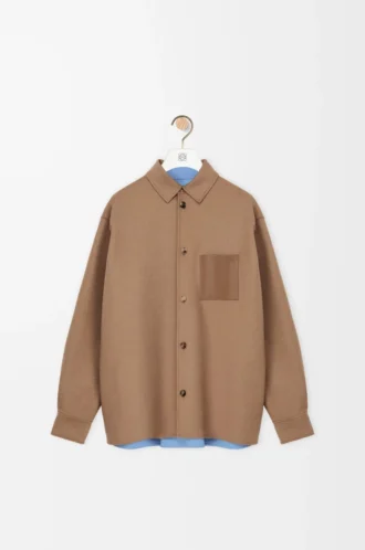 Overshirt aus Schurwolle und Kaschmir Camel/Blau