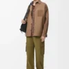 Overshirt aus Schurwolle und Kaschmir Camel/Blau