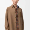 Overshirt aus Schurwolle und Kaschmir Camel/Blau