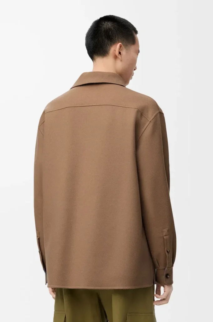 Overshirt aus Schurwolle und Kaschmir Camel/Blau