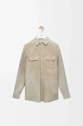 Overshirt aus weißem Lammwildleder