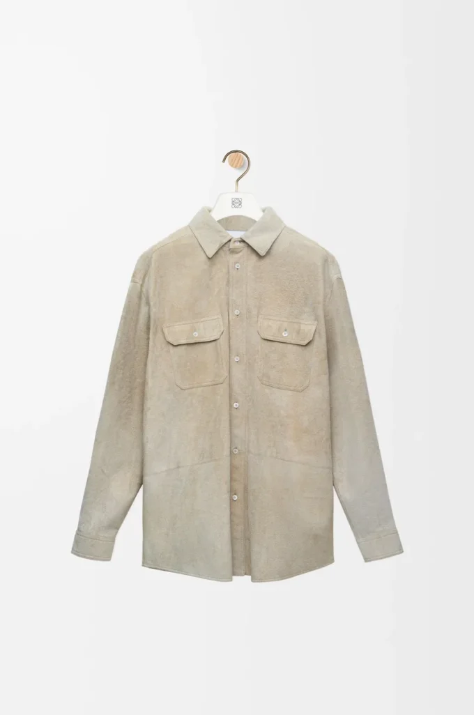 Overshirt aus weißem Lammwildleder