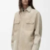 Overshirt aus weißem Lammwildleder