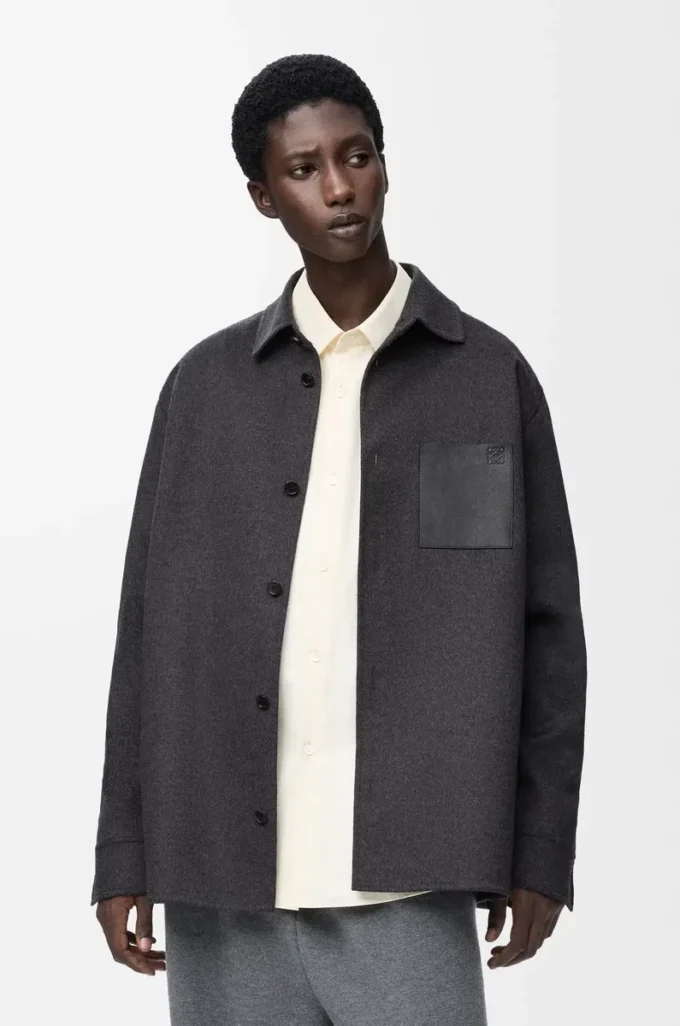 Overshirt aus Wolle und Kaschmir Charcoal Melange