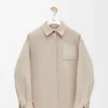 Overshirt aus Wolle und Kaschmir in Hellbeige Melange