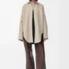 Overshirt aus Wolle und Kaschmir in Hellbeige Melange