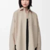 Overshirt aus Wolle und Kaschmir in Hellbeige Melange