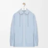 Overshirt mit Kapuze aus Baumwolle in Hellblau