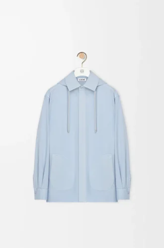 Overshirt mit Kapuze aus Baumwolle in Hellblau