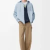 Overshirt mit Kapuze aus Baumwolle in Hellblau
