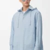 Overshirt mit Kapuze aus Baumwolle in Hellblau