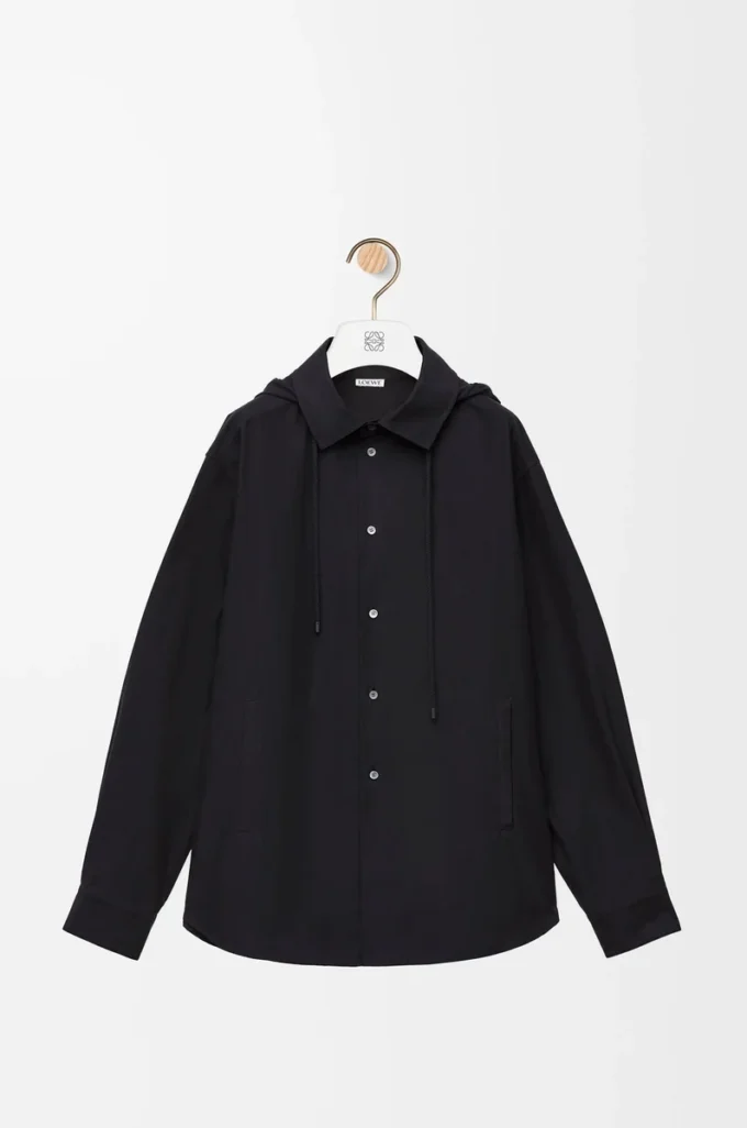 Overshirt mit Kapuze aus Baumwolle Schwarz