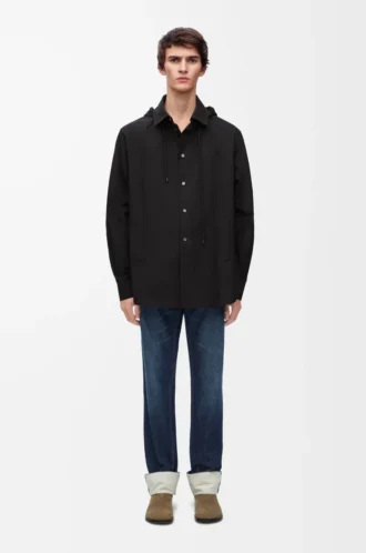 Overshirt mit Kapuze aus Baumwolle Schwarz