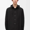 Overshirt mit Kapuze aus Baumwolle Schwarz