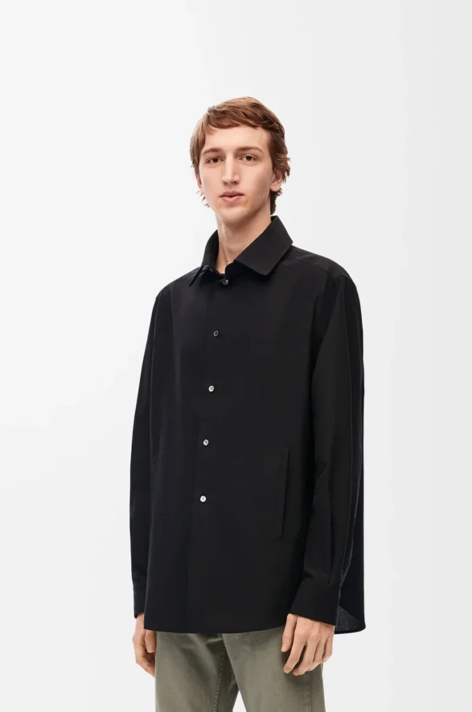 Overshirt mit Kapuze aus Baumwolle Schwarz
