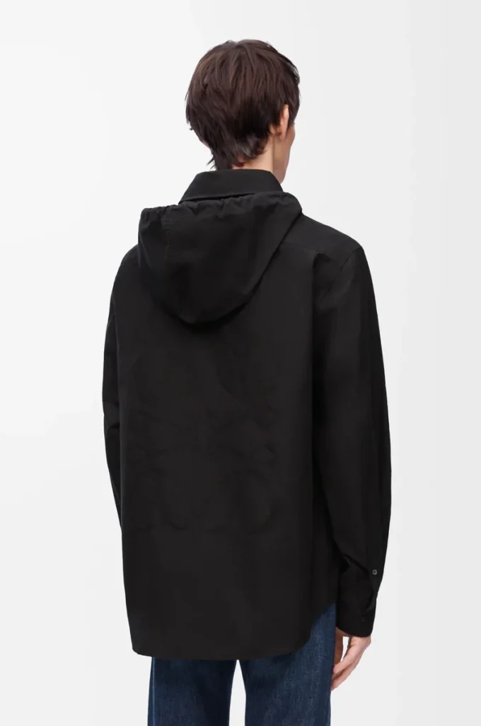 Overshirt mit Kapuze aus Baumwolle Schwarz