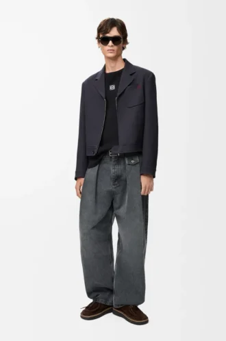 Oversized-Fit-Langarm-T-Shirt aus Baumwolle in Schwarz