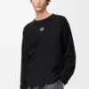 Oversized-Fit-Langarm-T-Shirt aus Baumwolle in Schwarz
