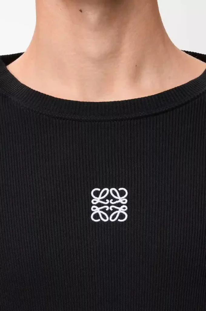 Oversized-Fit-Langarm-T-Shirt aus Baumwolle in Schwarz