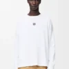 Oversized-Fit-Langarm-T-Shirt aus Baumwolle in Weiß