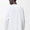 Oversized-Fit-Langarm-T-Shirt aus Baumwolle in Weiß