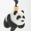 Panda-Anhänger aus Filz und Kalbsleder Schwarz/Weiß