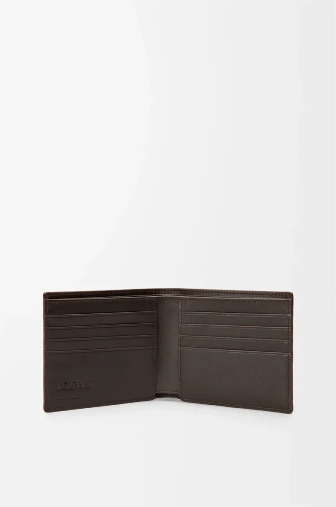 Panta-Bifold-Geldbörse aus glänzendem Kalbsleder in Vintage Brown