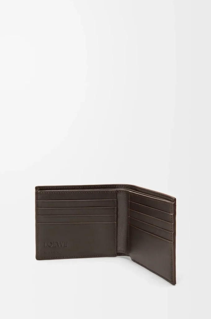 Panta-Bifold-Geldbörse aus glänzendem Kalbsleder in Vintage Brown