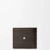 Panta-Bifold-Geldbörse aus glänzendem Kalbsleder in Vintage Brown
