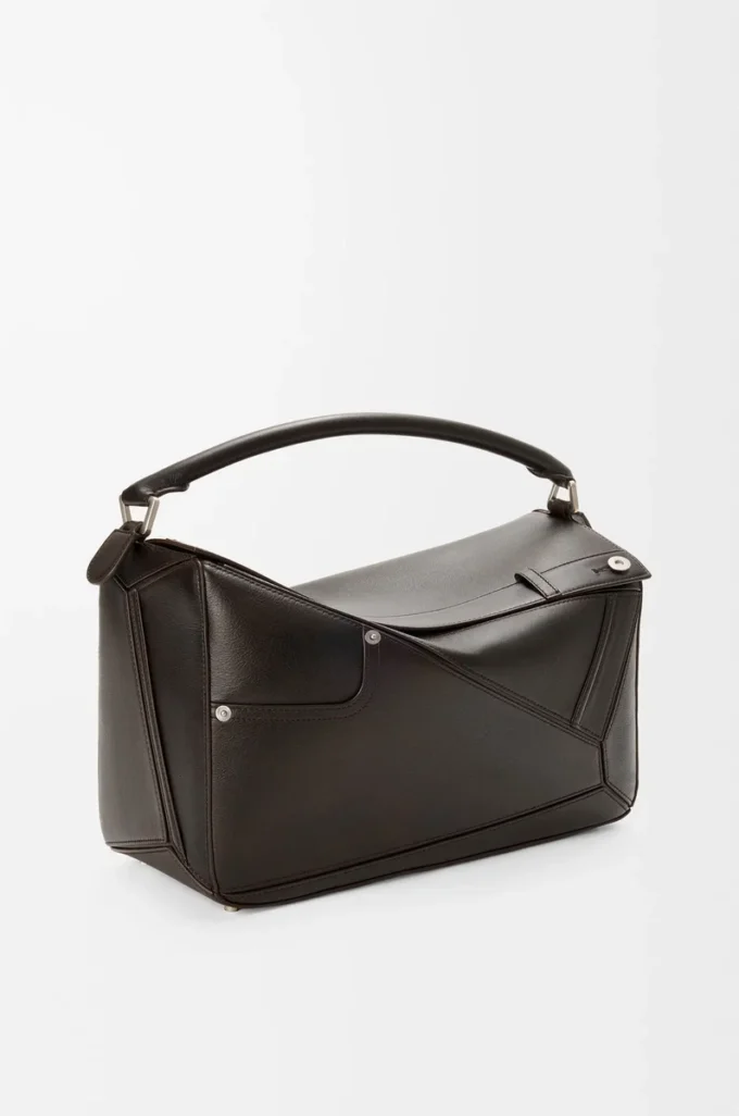Panta große Puzzle-Tasche aus glänzendem Kalbsleder in Vintage Brown