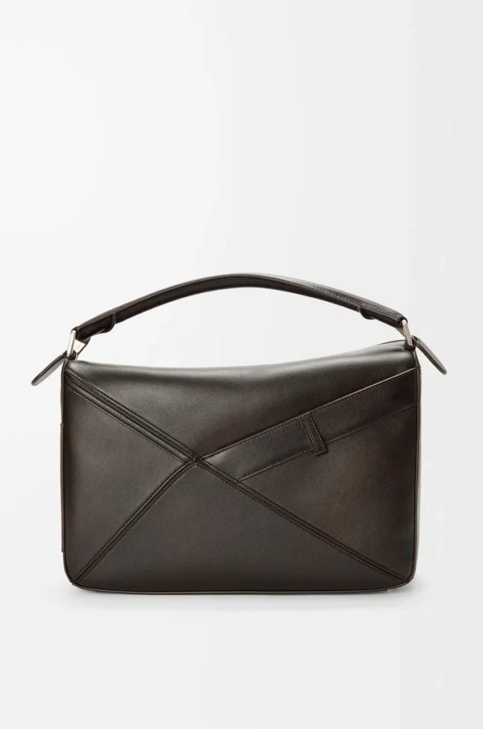 Panta große Puzzle-Tasche aus glänzendem Kalbsleder in Vintage Brown