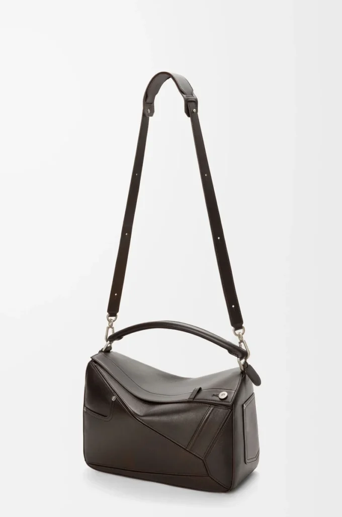 Panta große Puzzle-Tasche aus glänzendem Kalbsleder in Vintage Brown