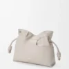 Panta Medium Flamenco Clutch aus glänzendem Kalbsleder Light Ghost